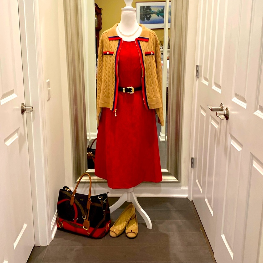 Adrianna Papell red A-line cocktail dress Size 18W fully lined zipper in back
